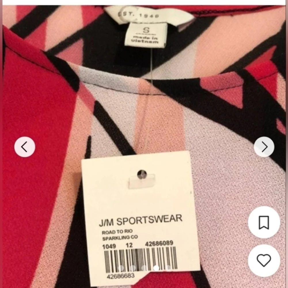 Est 1946 Pink Black Road to Rio Ruffle Hem Blouse - Picture 2 of 5